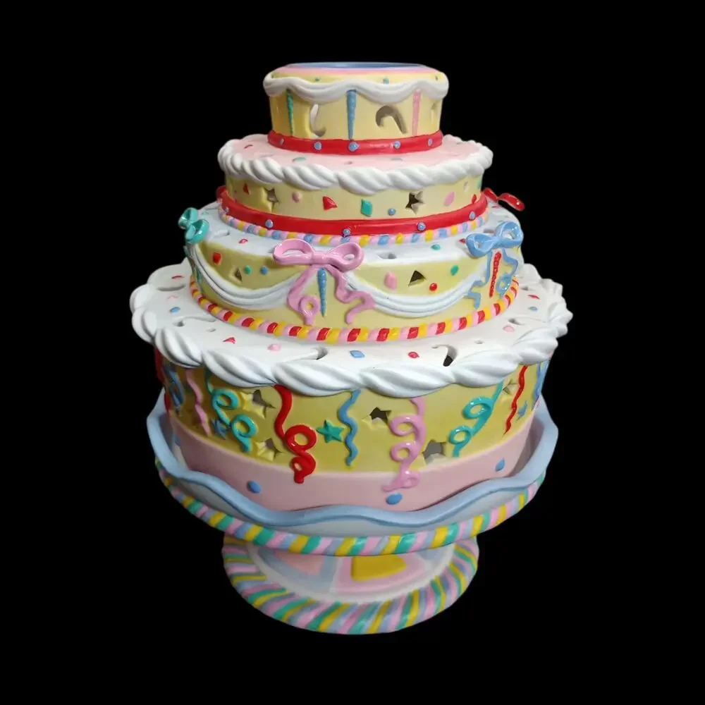 Partylite P7326 Celebration Cake Porcelain Tealight Candle Holder - 2 Piece - Picture 4 of 8